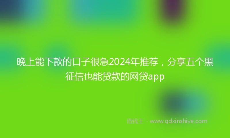 晚上能下款的口子很急2024年推荐，分享五个黑征信也能贷款的网贷app