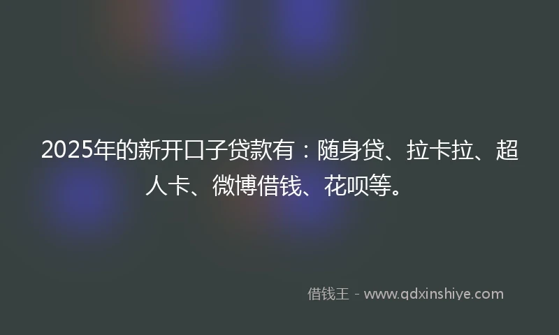 2025年的新开口子贷款有：随身贷、拉卡拉、超人卡、微博借钱、花呗等。