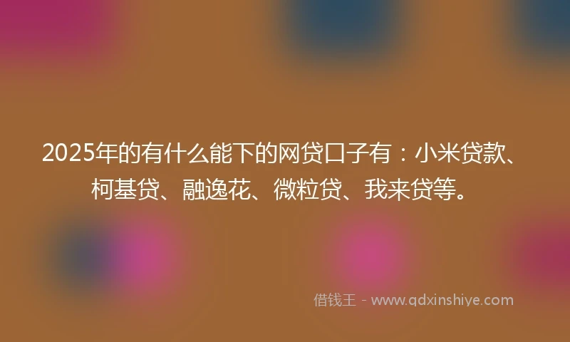 2025年的有什么能下的网贷口子有：小米贷款、柯基贷、融逸花、微粒贷、我来贷等。