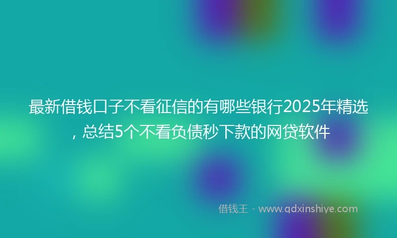 最新借钱口子不看征信的有哪些银行2025年精选，总结5个不看负债秒下款的网贷软件