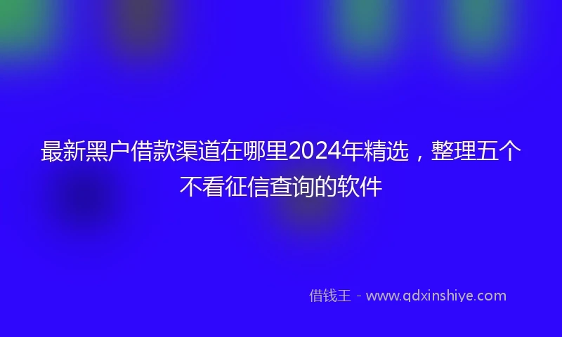 最新黑户借款渠道在哪里2024年精选，整理五个不看征信查询的软件
