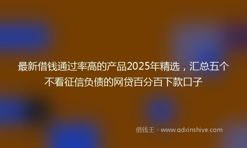 最新借钱通过率高的产品2025年精选，汇总五个不看征信负债的网贷百分百下款口子