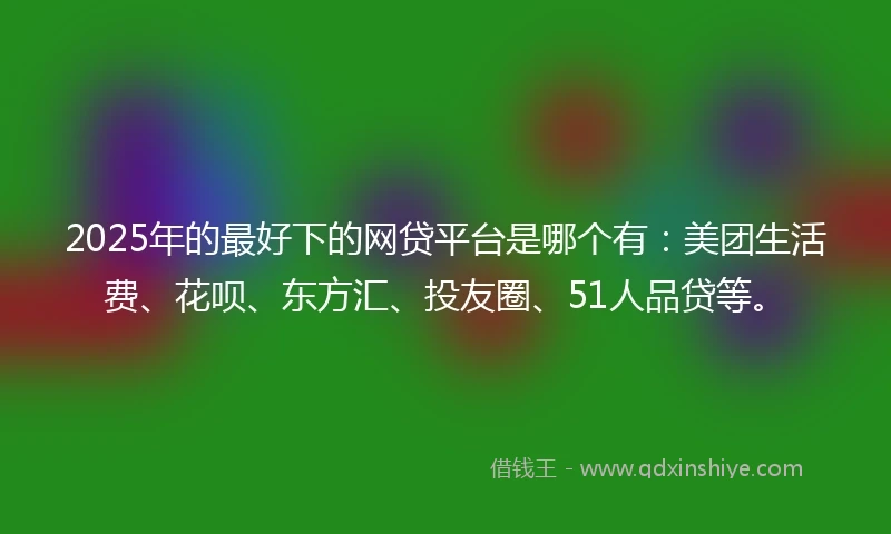 2025年的最好下的网贷平台是哪个有：美团生活费、花呗、东方汇、投友圈、51人品贷等。