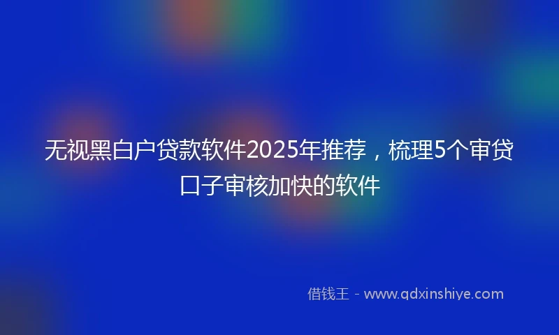 无视黑白户贷款软件2025年推荐，梳理5个审贷口子审核加快的软件