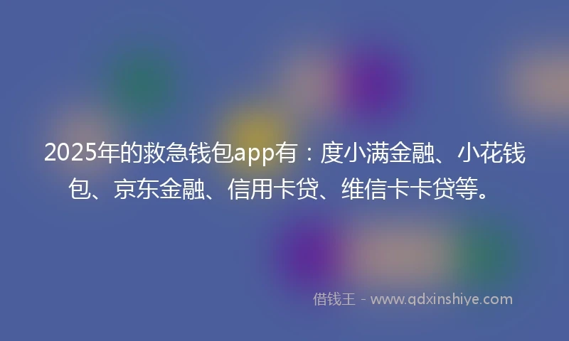 2025年的救急钱包app有：度小满金融、小花钱包、京东金融、信用卡贷、维信卡卡贷等。