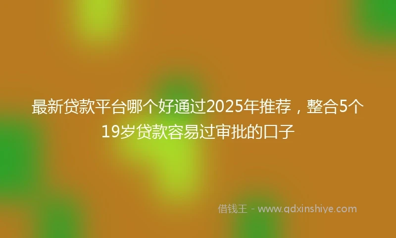 最新贷款平台哪个好通过2025年推荐，整合5个19岁贷款容易过审批的口子