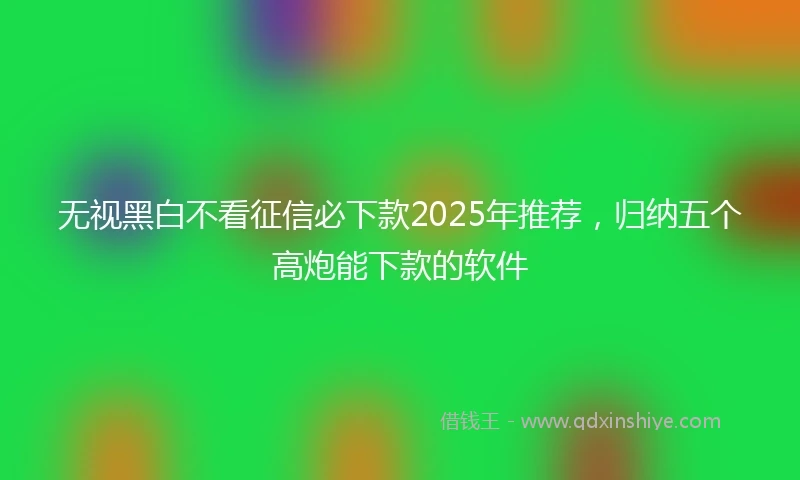 无视黑白不看征信必下款2025年推荐，归纳五个高炮能下款的软件