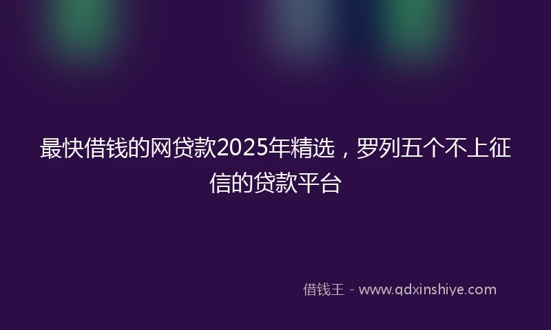 最快借钱的网贷款2025年精选，罗列五个不上征信的贷款平台