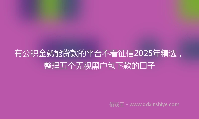 有公积金就能贷款的平台不看征信2025年精选，整理五个无视黑户包下款的口子