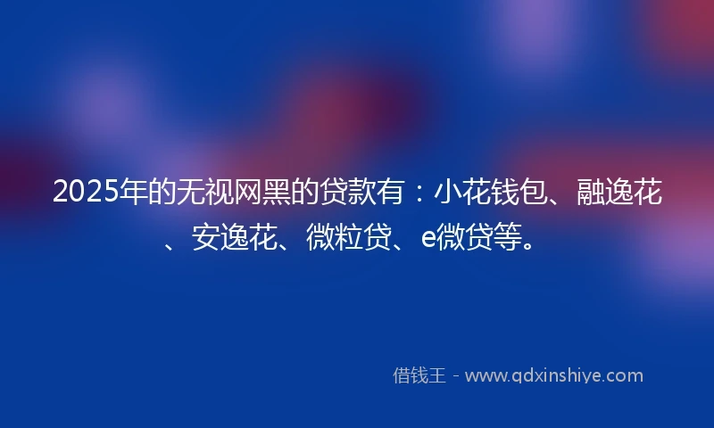 2025年的无视网黑的贷款有：小花钱包、融逸花、安逸花、微粒贷、e微贷等。