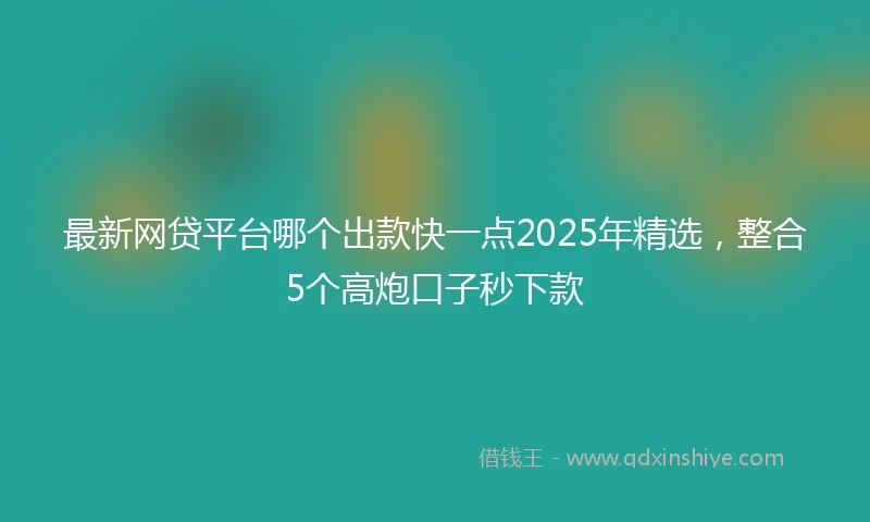 最新网贷平台哪个出款快一点2025年精选，整合5个高炮口子秒下款