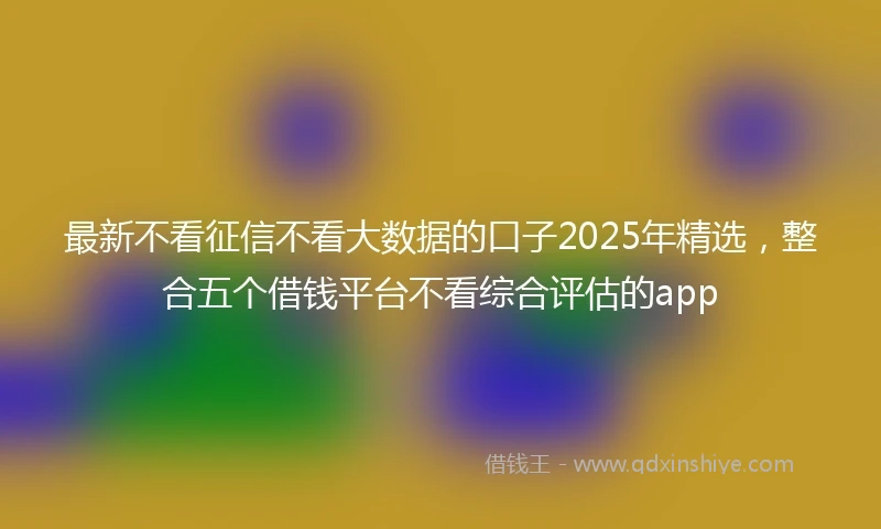 最新不看征信不看大数据的口子2025年精选，整合五个借钱平台不看综合评估的app