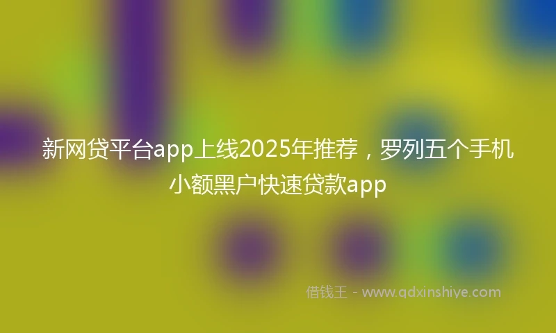 新网贷平台app上线2025年推荐，罗列五个手机小额黑户快速贷款app