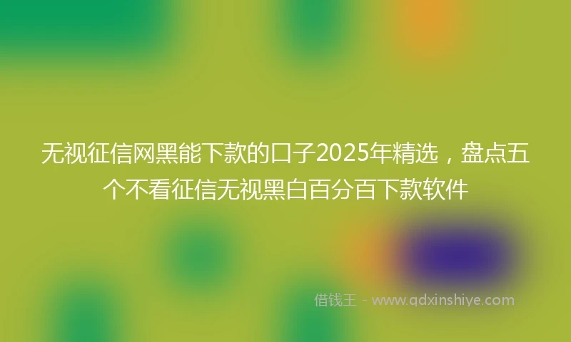 无视征信网黑能下款的口子2025年精选，盘点五个不看征信无视黑白百分百下款软件