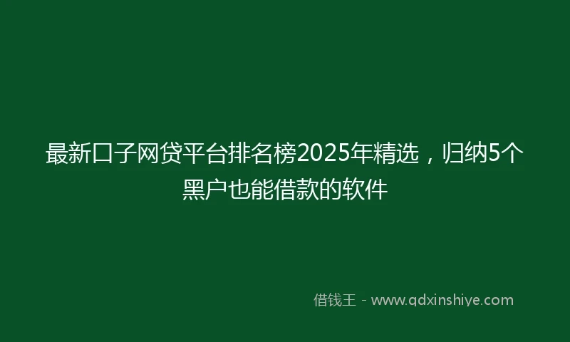 最新口子网贷平台排名榜2025年精选，归纳5个黑户也能借款的软件