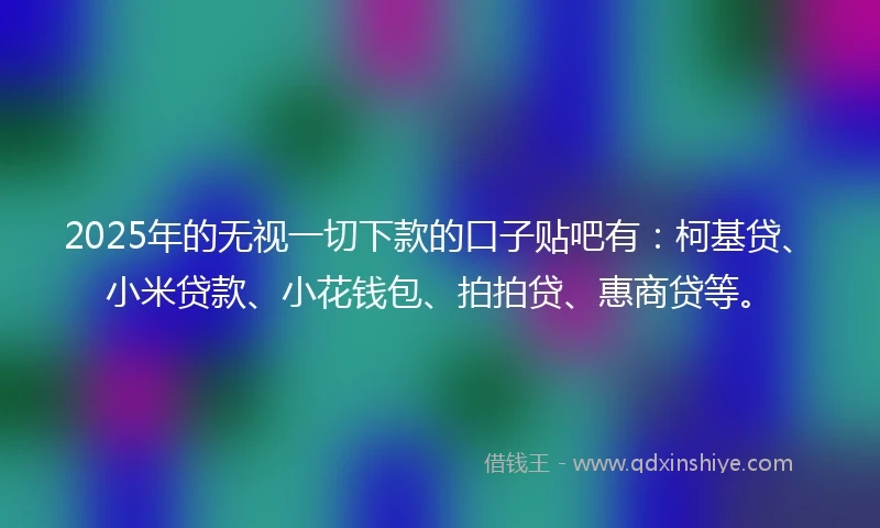 2025年的无视一切下款的口子贴吧有：柯基贷、小米贷款、小花钱包、拍拍贷、惠商贷等。