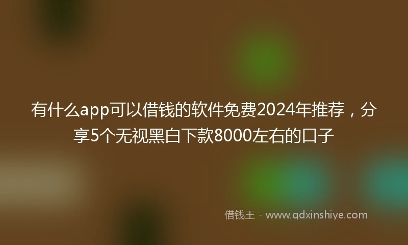 有什么app可以借钱的软件免费2024年推荐，分享5个无视黑白下款8000左右的口子
