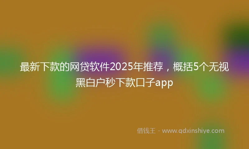最新下款的网贷软件2025年推荐，概括5个无视黑白户秒下款口子app