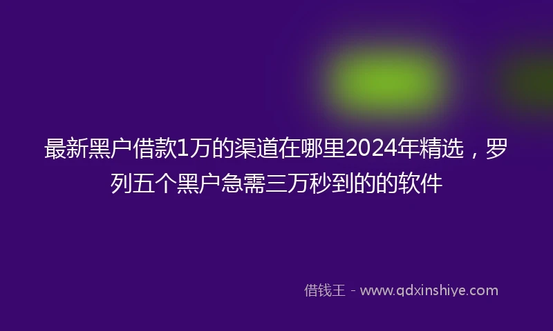 最新黑户借款1万的渠道在哪里2024年精选，罗列五个黑户急需三万秒到的的软件