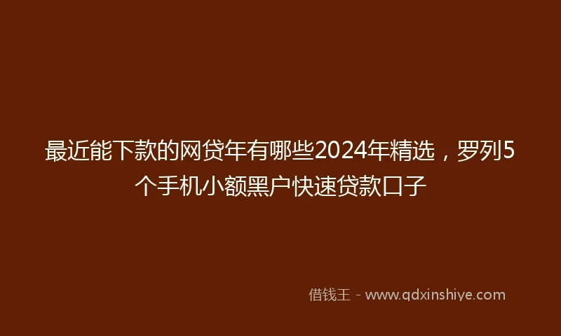 最近能下款的网贷年有哪些2024年精选，罗列5个手机小额黑户快速贷款口子