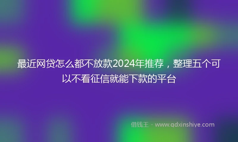最近网贷怎么都不放款2024年推荐，整理五个可以不看征信就能下款的平台