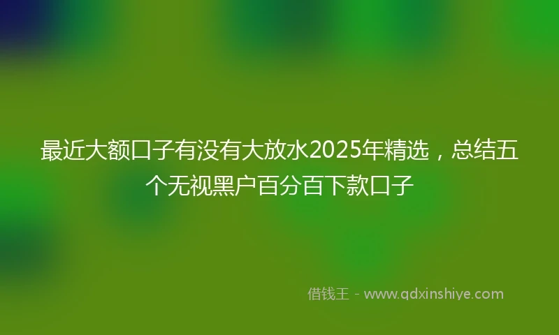 最近大额口子有没有大放水2025年精选，总结五个无视黑户百分百下款口子