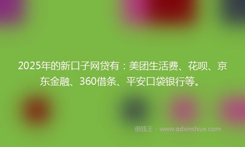 2025年的新口子网贷有：美团生活费、花呗、京东金融、360借条、平安口袋银行等。