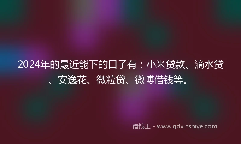 2024年的最近能下的口子有：小米贷款、滴水贷、安逸花、微粒贷、微博借钱等。