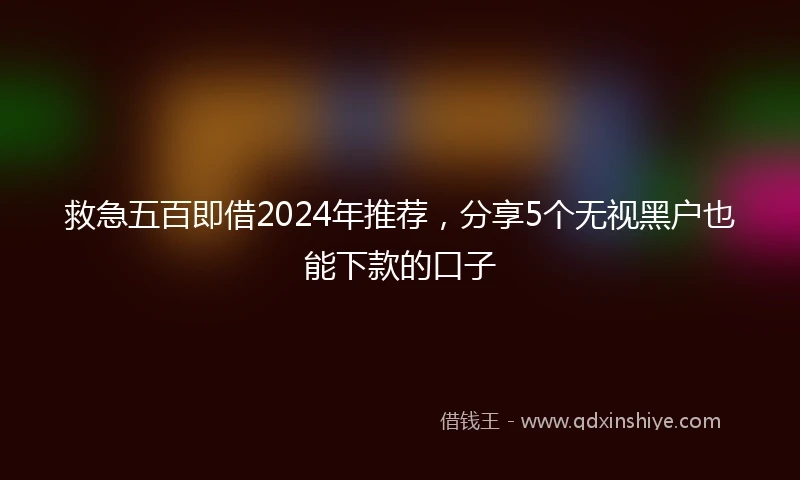 救急五百即借2024年推荐，分享5个无视黑户也能下款的口子