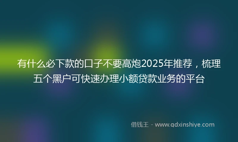 有什么必下款的口子不要高炮2025年推荐，梳理五个黑户可快速办理小额贷款业务的平台