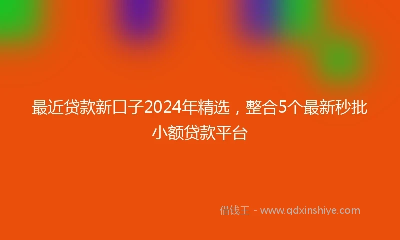 最近贷款新口子2024年精选，整合5个最新秒批小额贷款平台