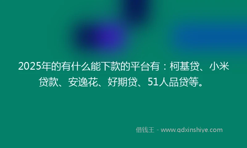 2025年的有什么能下款的平台有：柯基贷、小米贷款、安逸花、好期贷、51人品贷等。