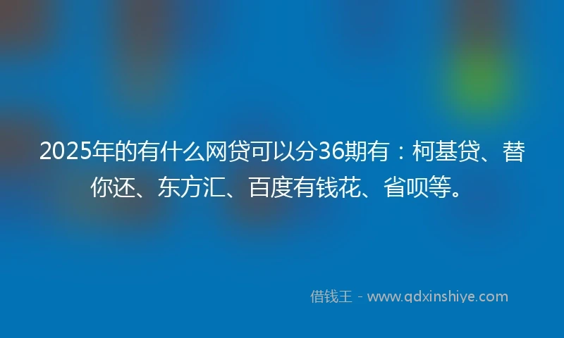 2025年的有什么网贷可以分36期有：柯基贷、替你还、东方汇、百度有钱花、省呗等。