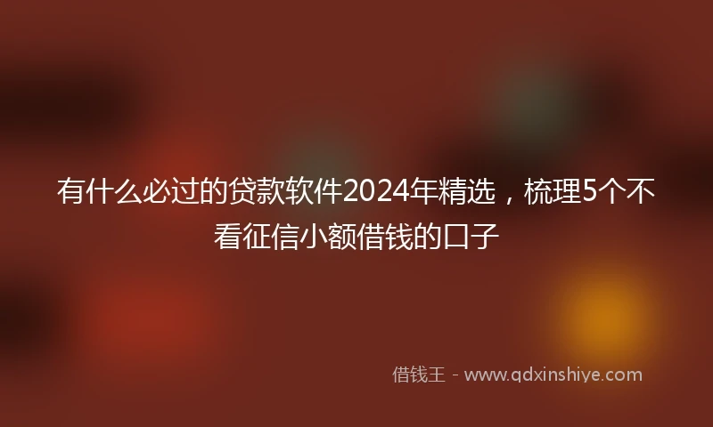 有什么必过的贷款软件2024年精选，梳理5个不看征信小额借钱的口子