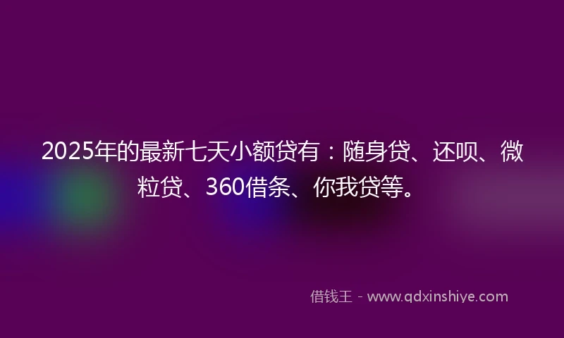 2025年的最新七天小额贷有：随身贷、还呗、微粒贷、360借条、你我贷等。