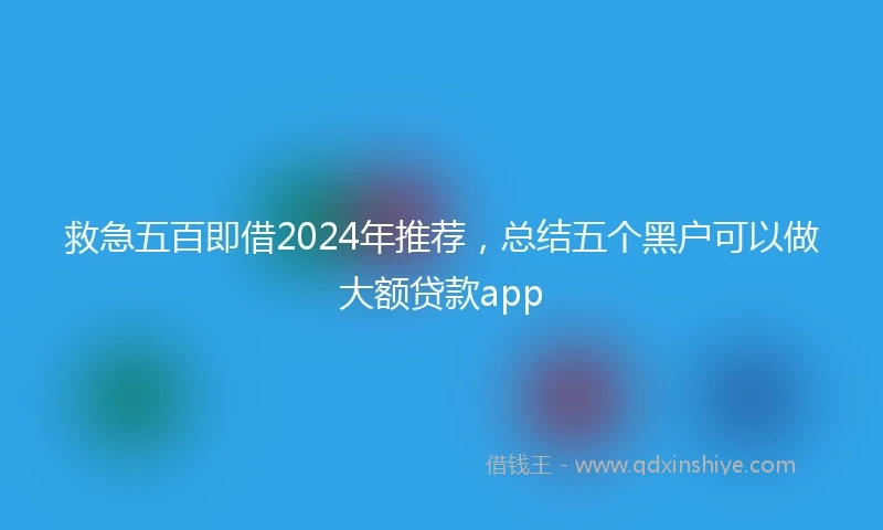 救急五百即借2024年推荐，总结五个黑户可以做大额贷款app