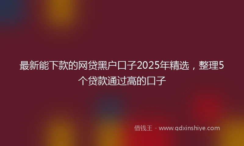 最新能下款的网贷黑户口子2025年精选，整理5个贷款通过高的口子