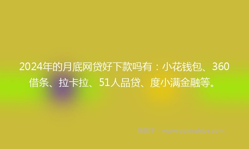 2024年的月底网贷好下款吗有：小花钱包、360借条、拉卡拉、51人品贷、度小满金融等。