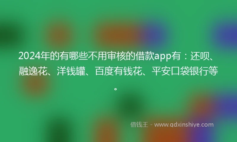 2024年的有哪些不用审核的借款app有：还呗、融逸花、洋钱罐、百度有钱花、平安口袋银行等。