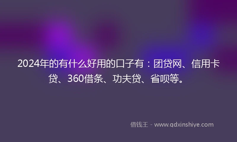 2024年的有什么好用的口子有：团贷网、信用卡贷、360借条、功夫贷、省呗等。