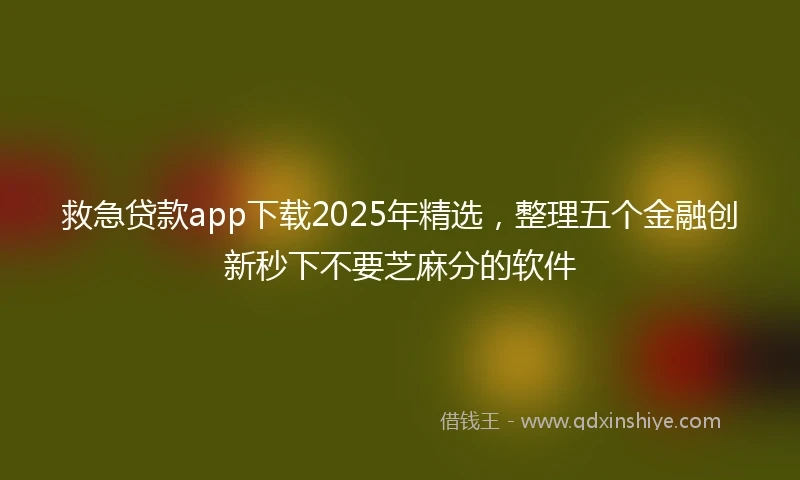 救急贷款app下载2025年精选，整理五个金融创新秒下不要芝麻分的软件
