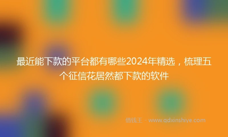 最近能下款的平台都有哪些2024年精选，梳理五个征信花居然都下款的软件