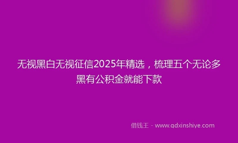 无视黑白无视征信2025年精选，梳理五个无论多黑有公积金就能下款