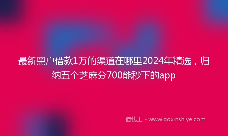 最新黑户借款1万的渠道在哪里2024年精选，归纳五个芝麻分700能秒下的app