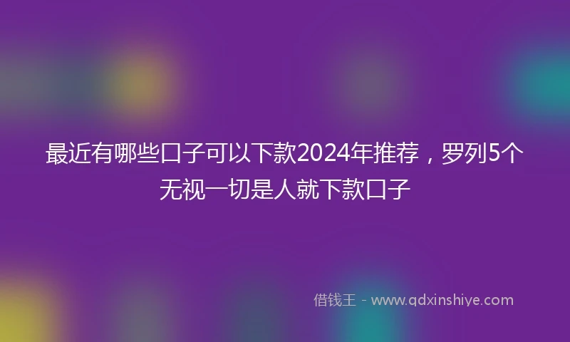 最近有哪些口子可以下款2024年推荐，罗列5个无视一切是人就下款口子