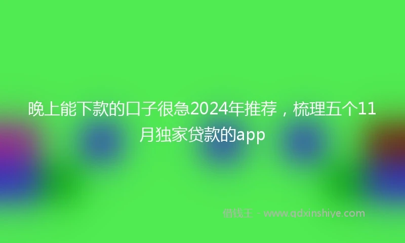 晚上能下款的口子很急2024年推荐，梳理五个11月独家贷款的app