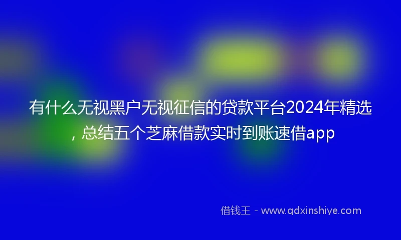 有什么无视黑户无视征信的贷款平台2024年精选，总结五个芝麻借款实时到账速借app
