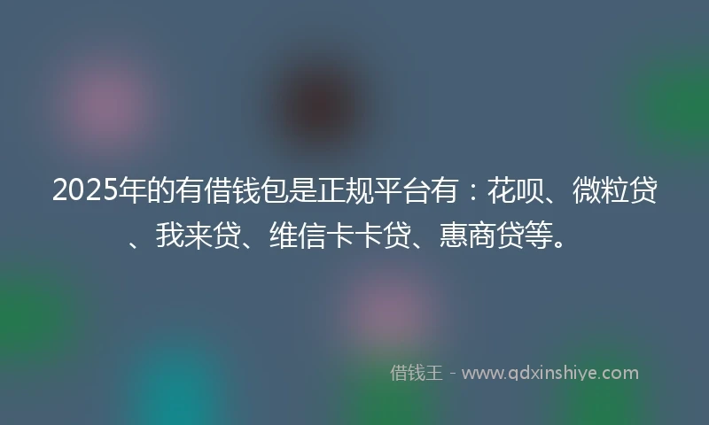 2025年的有借钱包是正规平台有：花呗、微粒贷、我来贷、维信卡卡贷、惠商贷等。