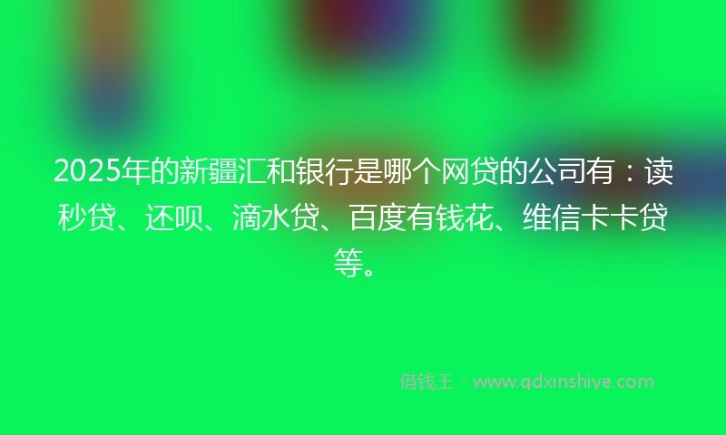 2025年的新疆汇和银行是哪个网贷的公司有：读秒贷、还呗、滴水贷、百度有钱花、维信卡卡贷等。