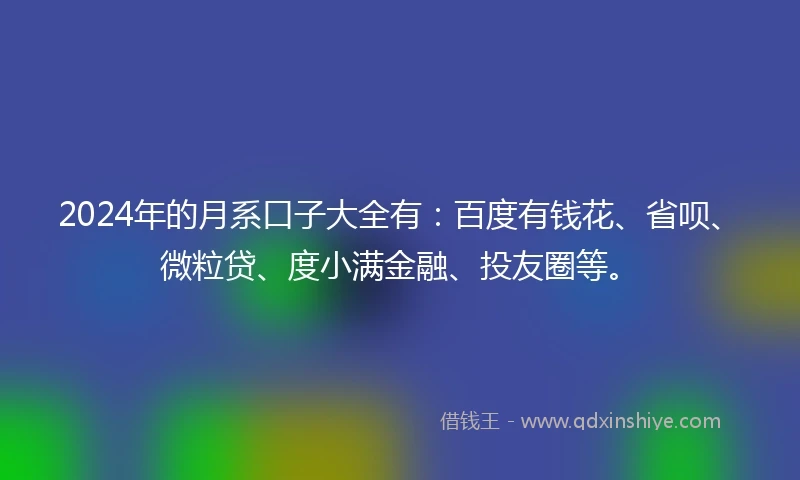 2024年的月系口子大全有：百度有钱花、省呗、微粒贷、度小满金融、投友圈等。